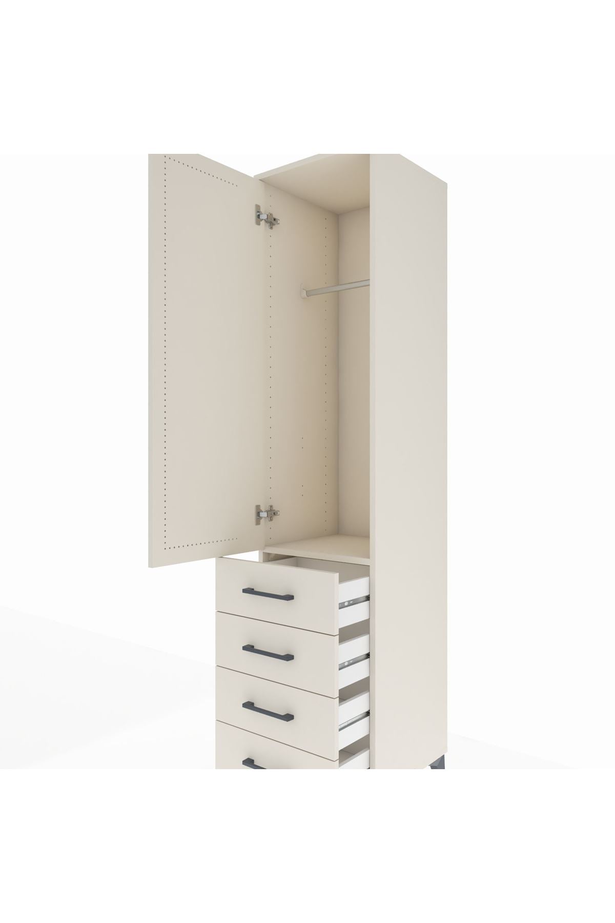 Hyperion Dolap Tek Raflı 4 Çekmeceli Tek Askılı 44x44x195 - S58M109V1B