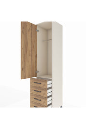 Hyperion Dolap Tek Raflı 4 Çekmeceli Tek Askılı 44x44x195 - S58M109V3B
