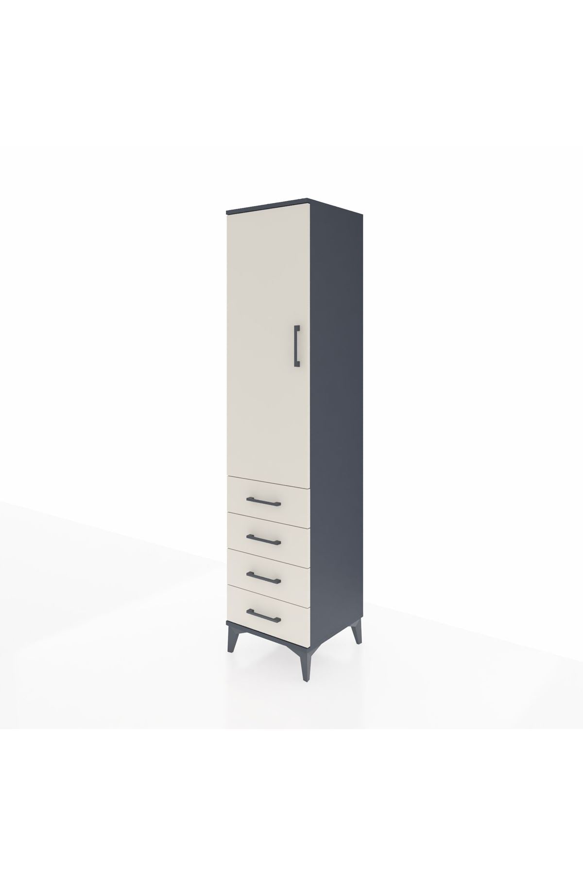 Hyperion Dolap Tek Raflı 4 Çekmeceli Tek Askılı 44x44x195 - S58M109V4B