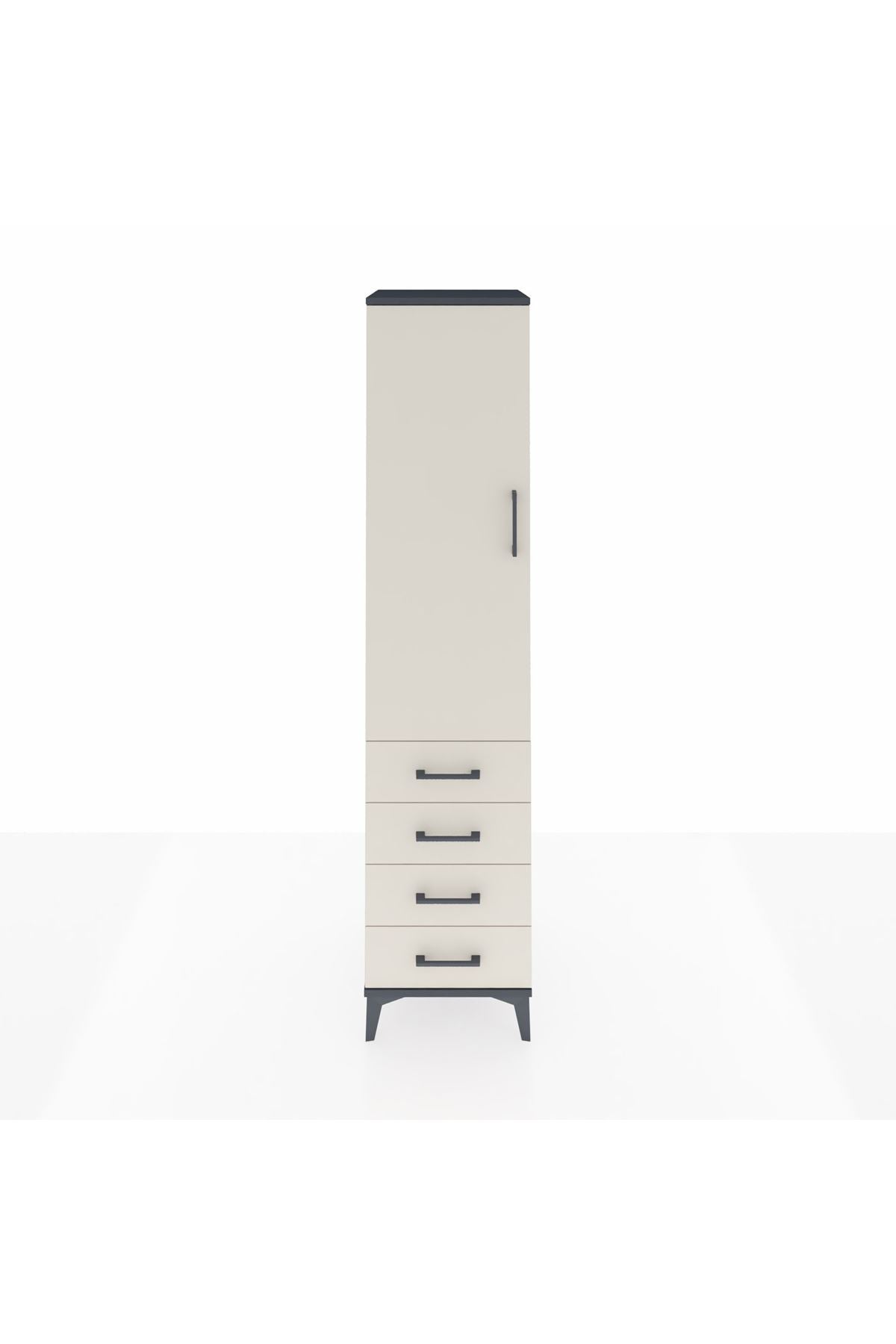 Hyperion Dolap Tek Raflı 4 Çekmeceli Tek Askılı 44x44x195 - S58M109V4B