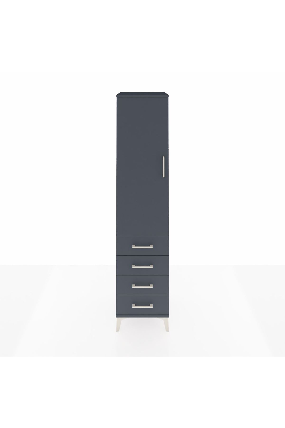 Hyperion Dolap Tek Raflı 4 Çekmeceli Tek Askılı 44x44x195 - S58M109V5B