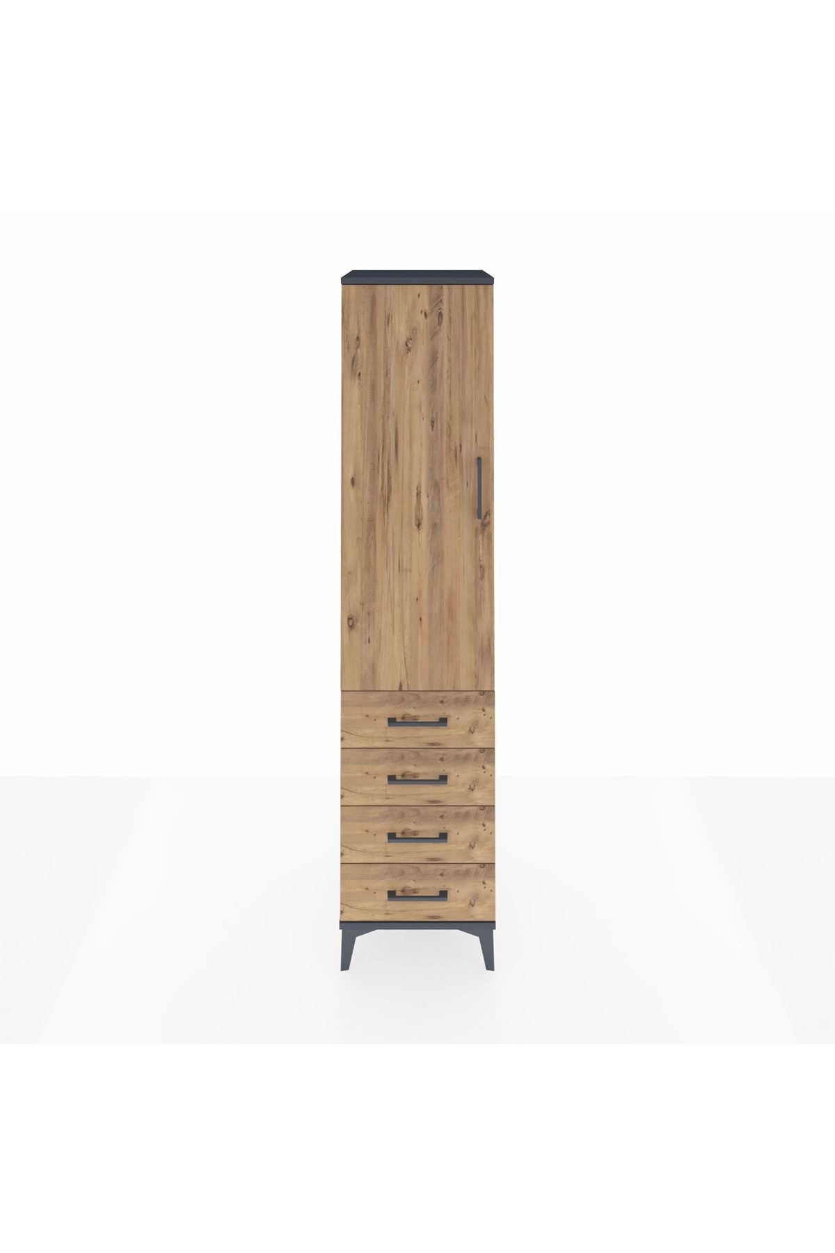 Hyperion Dolap Tek Raflı 4 Çekmeceli Tek Askılı 44x44x195 - S58M109V6B