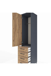 Hyperion Dolap Tek Raflı 4 Çekmeceli Tek Askılı 44x44x195 - S58M109V6B