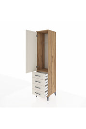Hyperion Dolap Tek Raflı 4 Çekmeceli Tek Askılı 44x44x195 - S58M109V7B