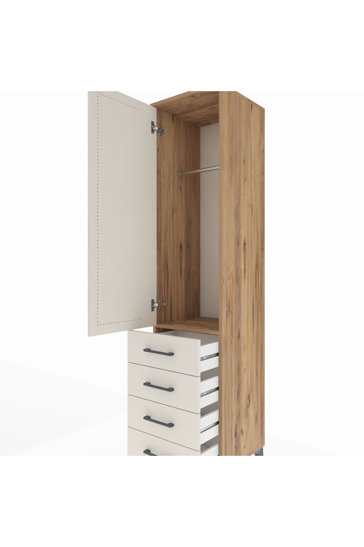 Hyperion Dolap Tek Raflı 4 Çekmeceli Tek Askılı 44x44x195 - S58M109V7B