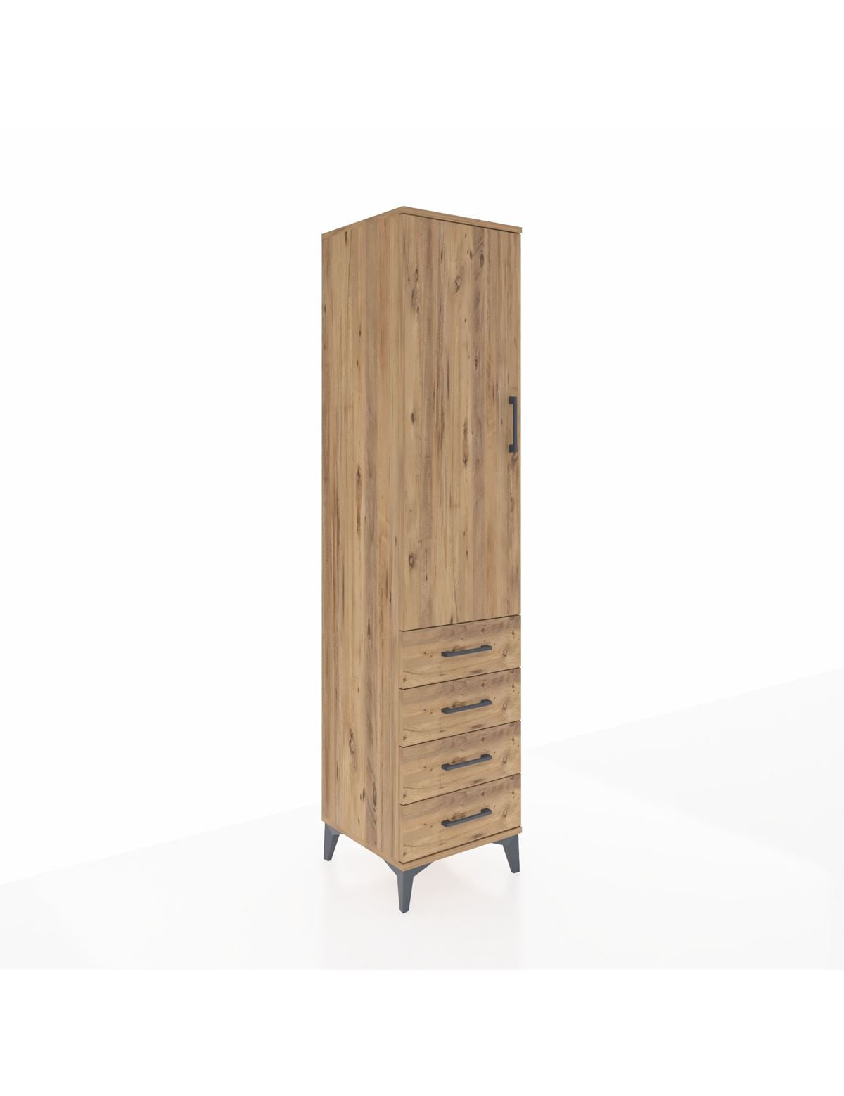 Hyperion Dolap Tek Raflı 4 Çekmeceli Tek Askılı 44x44x195 - S58M109V9B