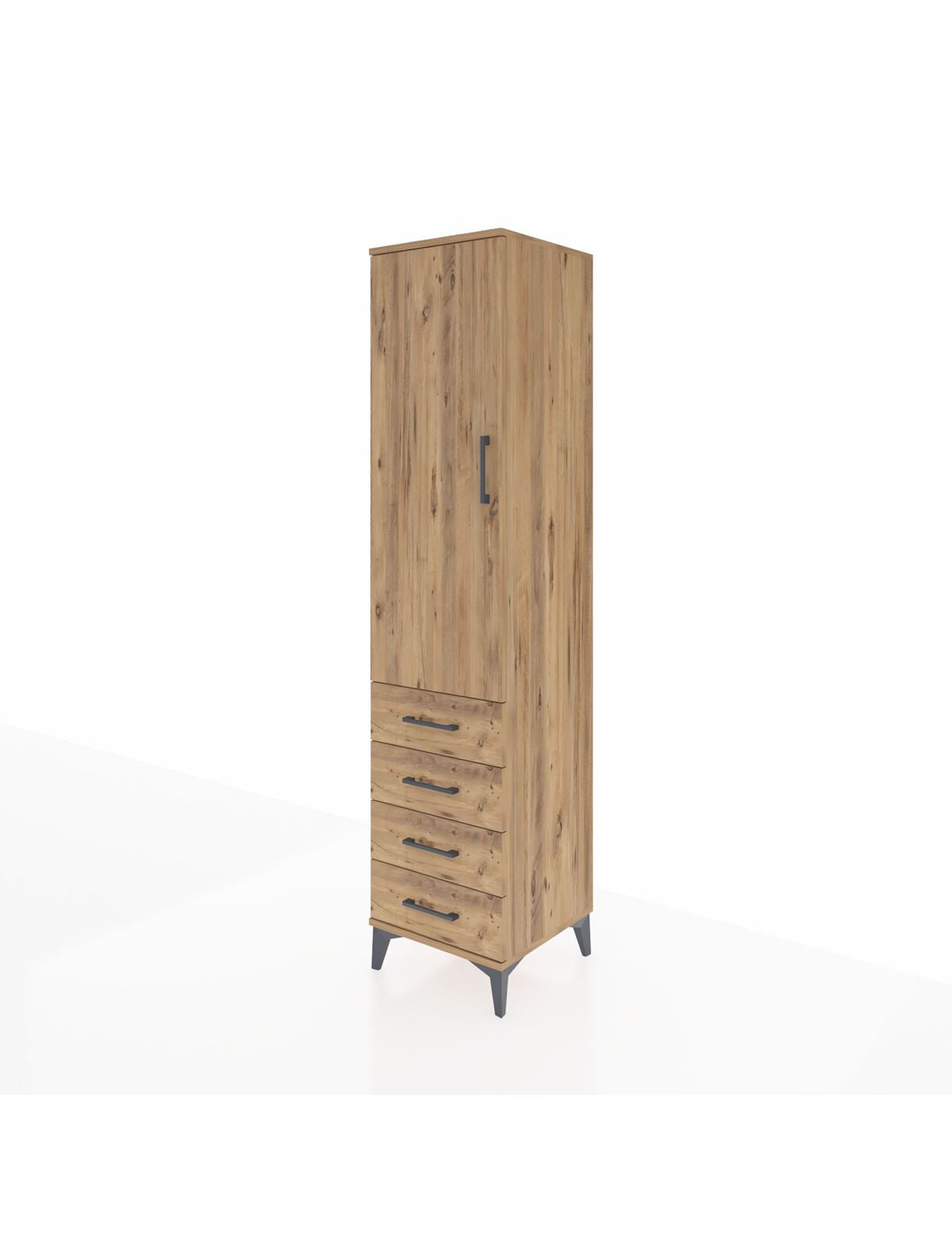 Hyperion Dolap Tek Raflı 4 Çekmeceli Tek Askılı 44x44x195 - S58M109V9B