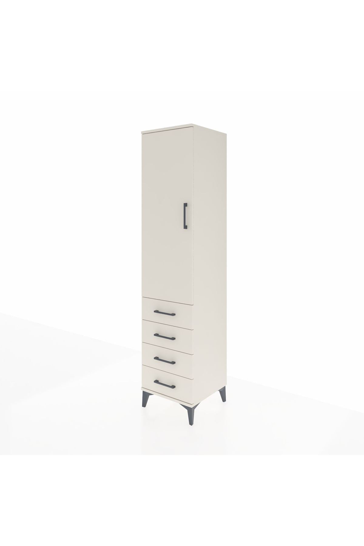 Hyperion Dolap 3 Raflı 4 Çekmeceli Tek Kapaklı 44x44x195 - S58M110V1B