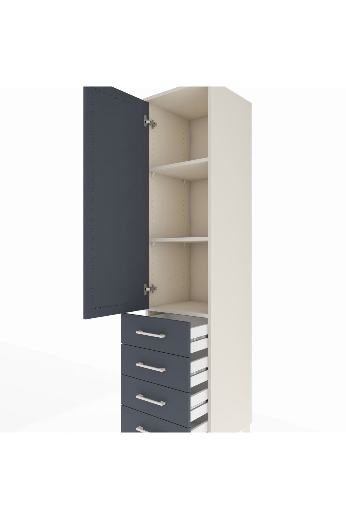 Hyperion Dolap 3 Raflı 4 Çekmeceli Tek Kapaklı 44x44x195 - S58M110V2B