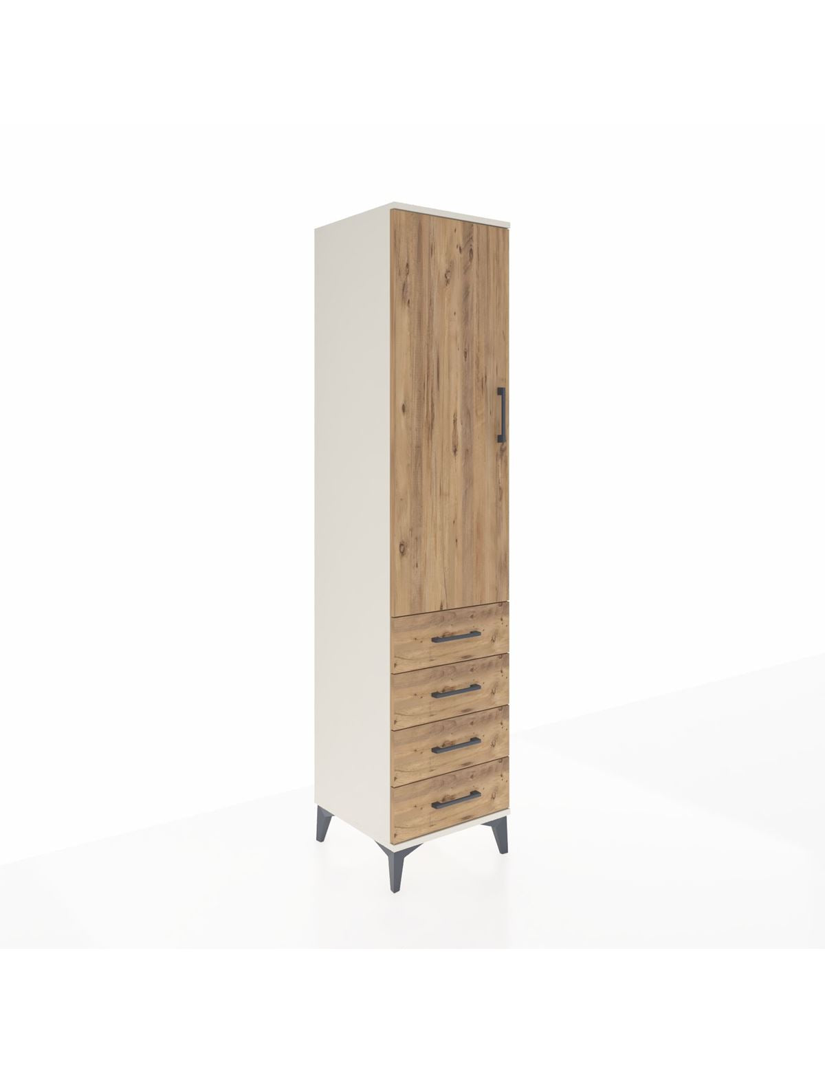 Hyperion Dolap 3 Raflı 4 Çekmeceli Tek Kapaklı 44x44x195 - S58M110V3B