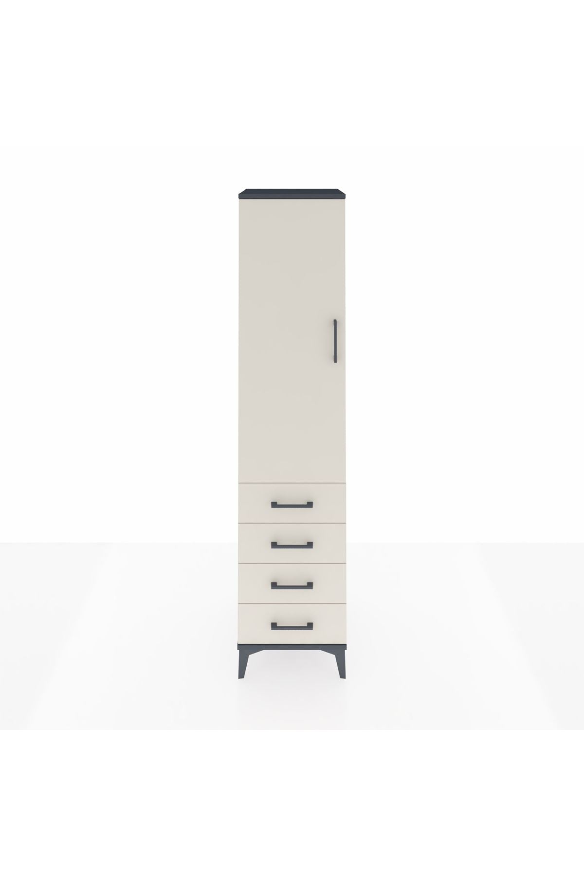 Hyperion Dolap 3 Raflı 4 Çekmeceli Tek Kapaklı 44x44x195 - S58M110V4B