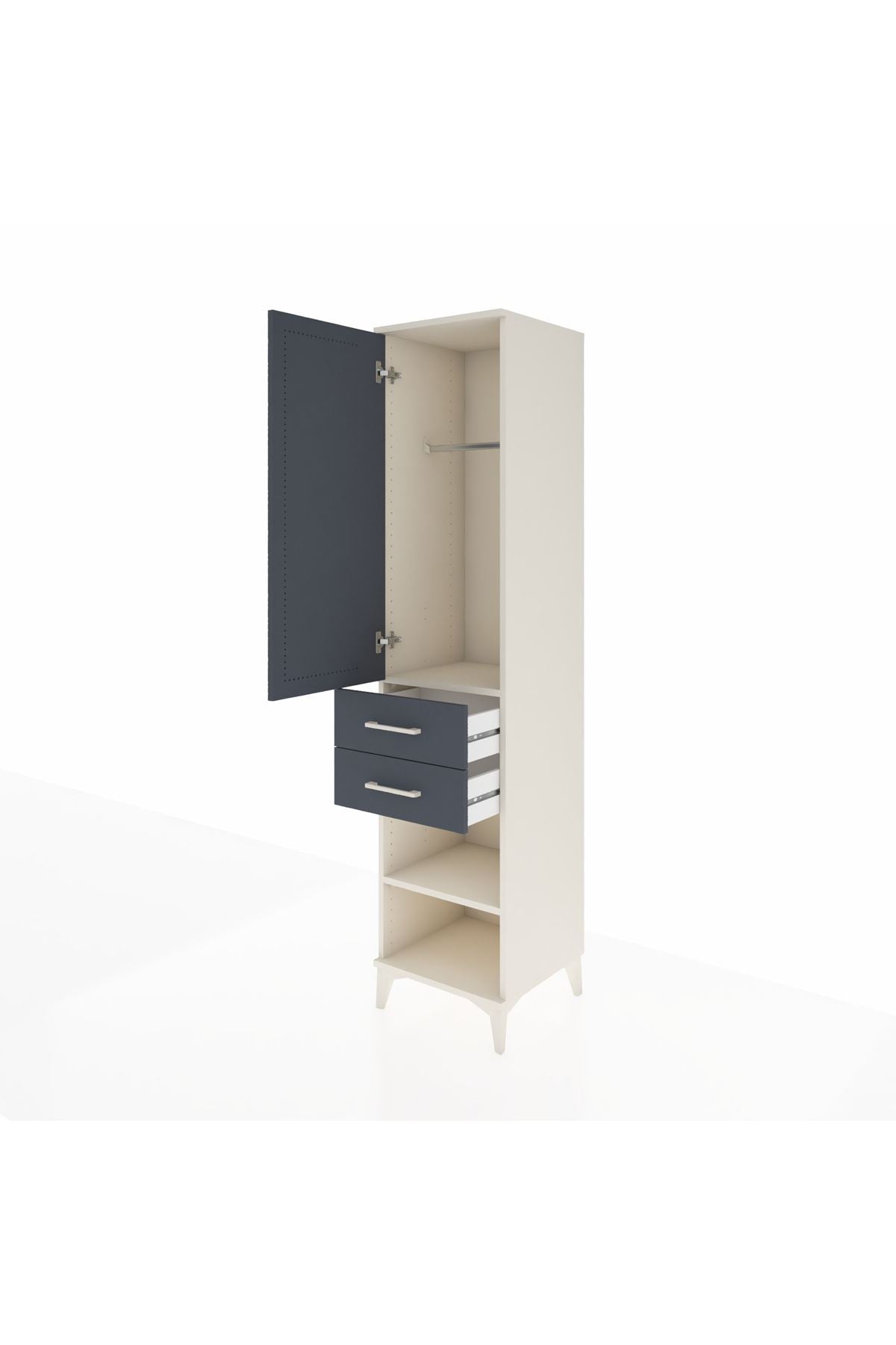 Hyperion Dolap Tek Raflı 2 Çekmeceli Tek Askılı 44x44x195 - S58M112V2B