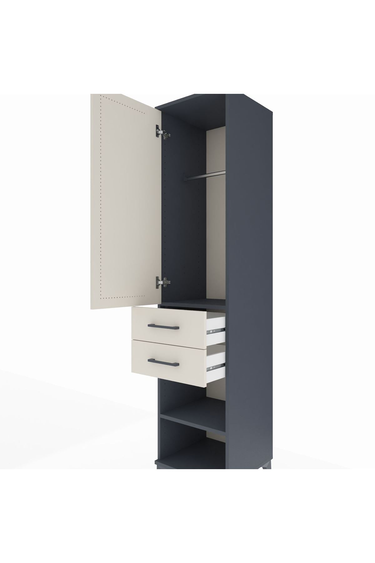 Hyperion Dolap Tek Raflı 2 Çekmeceli Tek Askılı 44x44x195 - S58M112V4B
