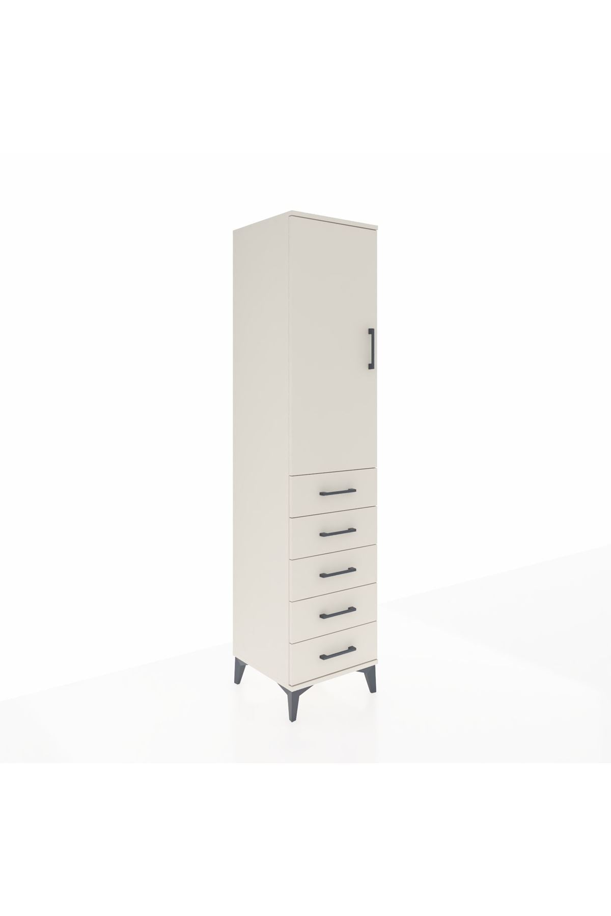 Hyperion Dolap Tek Raflı 5 Çekmeceli Tek Askılı 44x44x195 - S58M115V1B