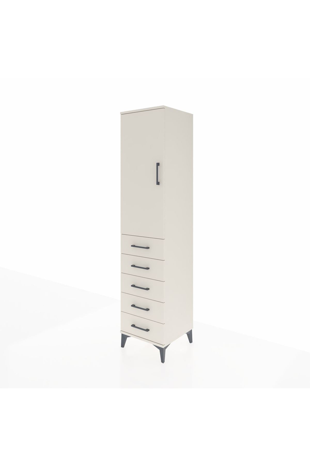Hyperion Dolap Tek Raflı 5 Çekmeceli Tek Askılı 44x44x195 - S58M115V1B