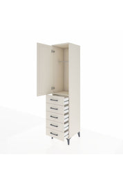 Hyperion Dolap Tek Raflı 5 Çekmeceli Tek Askılı 44x44x195 - S58M115V1B