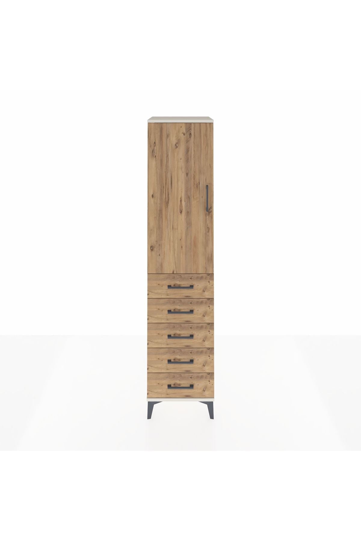 Hyperion Dolap Tek Raflı 5 Çekmeceli Tek Askılı 44x44x195 - S58M115V3B