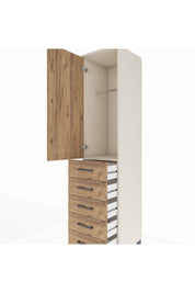 Hyperion Dolap Tek Raflı 5 Çekmeceli Tek Askılı 44x44x195 - S58M115V3B