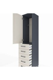 Hyperion Dolap Tek Raflı 5 Çekmeceli Tek Askılı 44x44x195 - S58M115V4B