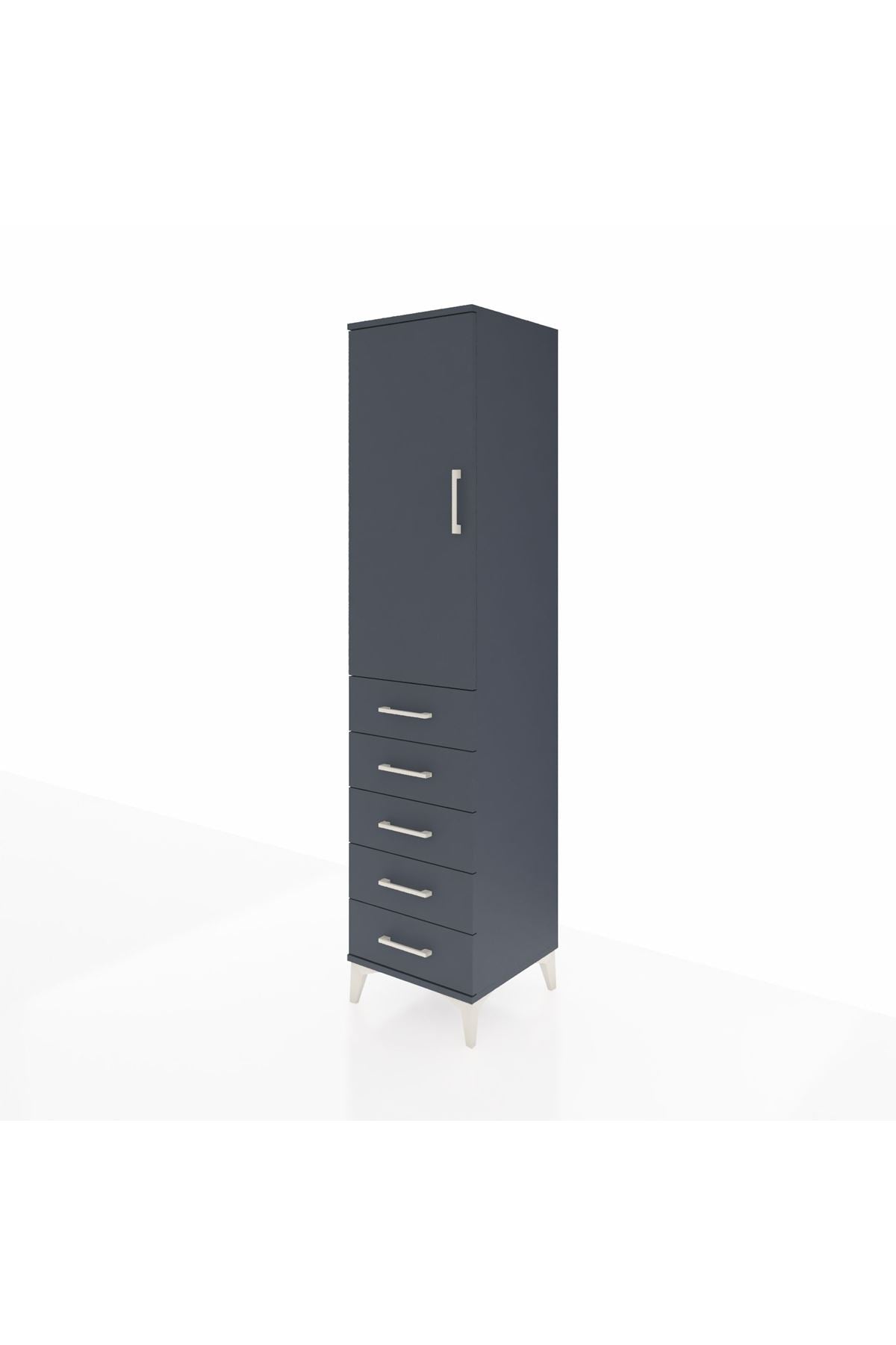 Hyperion Dolap Tek Raflı 5 Çekmeceli Tek Askılı 44x44x195 - S58M115V5B