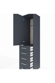 Hyperion Dolap Tek Raflı 5 Çekmeceli Tek Askılı 44x44x195 - S58M115V5B