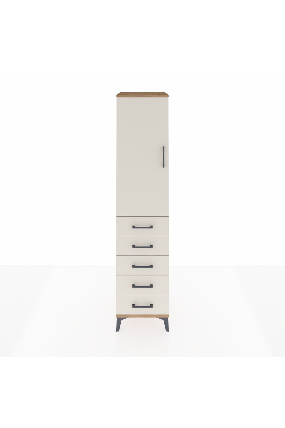 Hyperion Dolap Tek Raflı 5 Çekmeceli Tek Askılı 44x44x195 - S58M115V7B