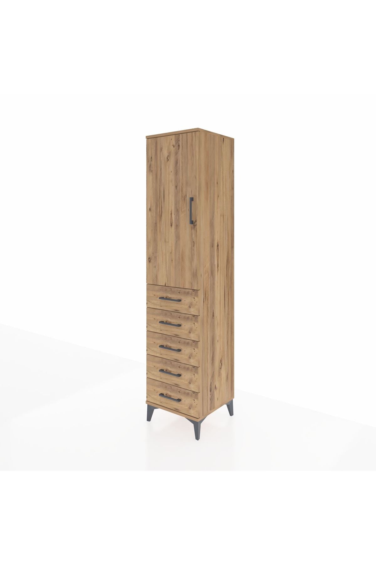 Hyperion Dolap Tek Raflı 5 Çekmeceli Tek Askılı 44x44x195 - S58M115V9B