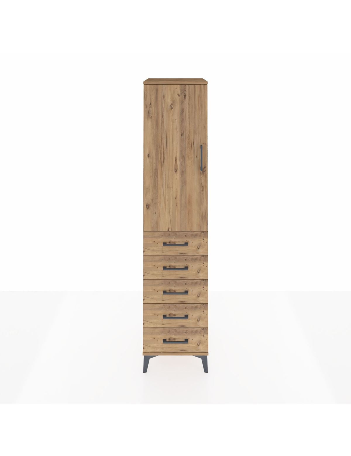 Hyperion Dolap Tek Raflı 5 Çekmeceli Tek Askılı 44x44x195 - S58M115V9B