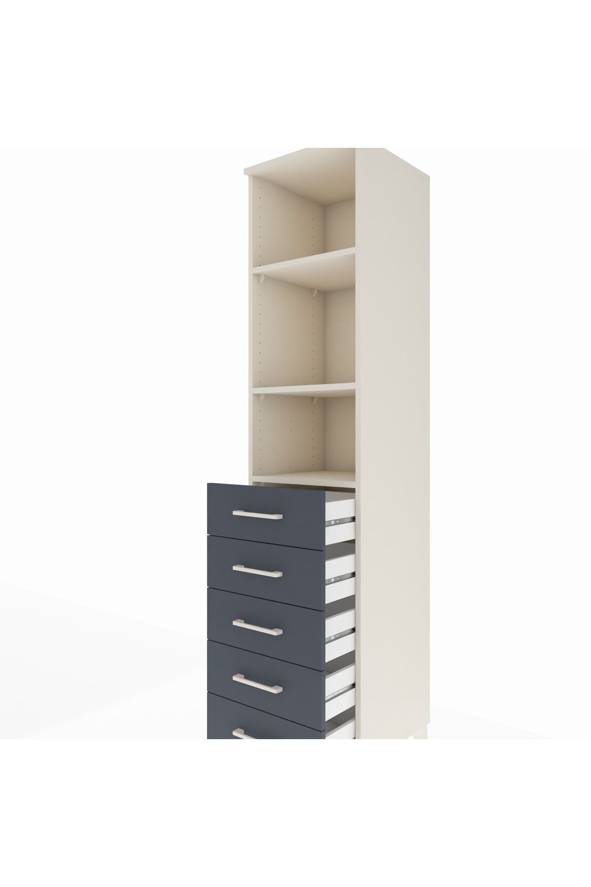 Hyperion Dolap 3 Raflı 5 Çekmeceli 44x44x195 - S58M117V2B