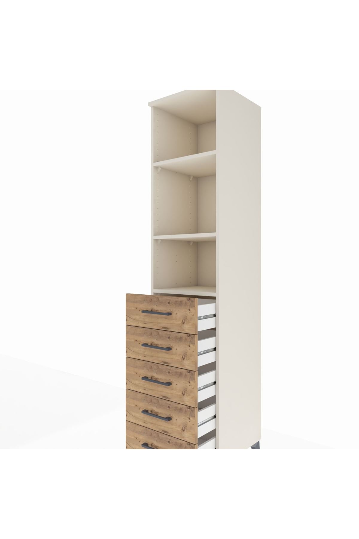 Hyperion Dolap 3 Raflı 5 Çekmeceli 44x44x195 - S58M117V3B