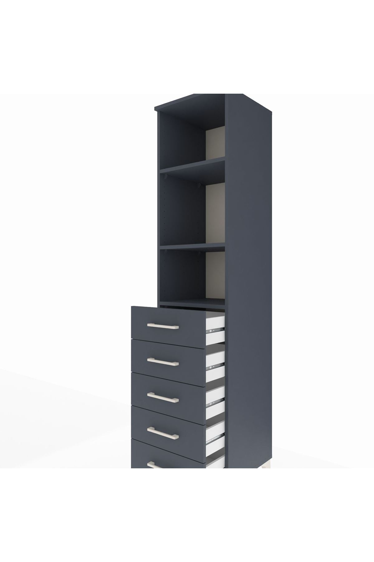 Hyperion Dolap 3 Raflı 5 Çekmeceli 44x44x195 - S58M117V5B