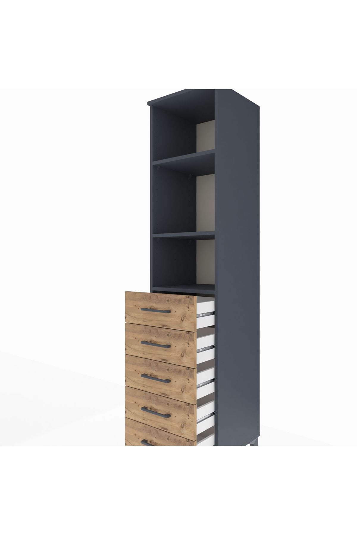 Hyperion Dolap 3 Raflı 5 Çekmeceli 44x44x195 - S58M117V6B