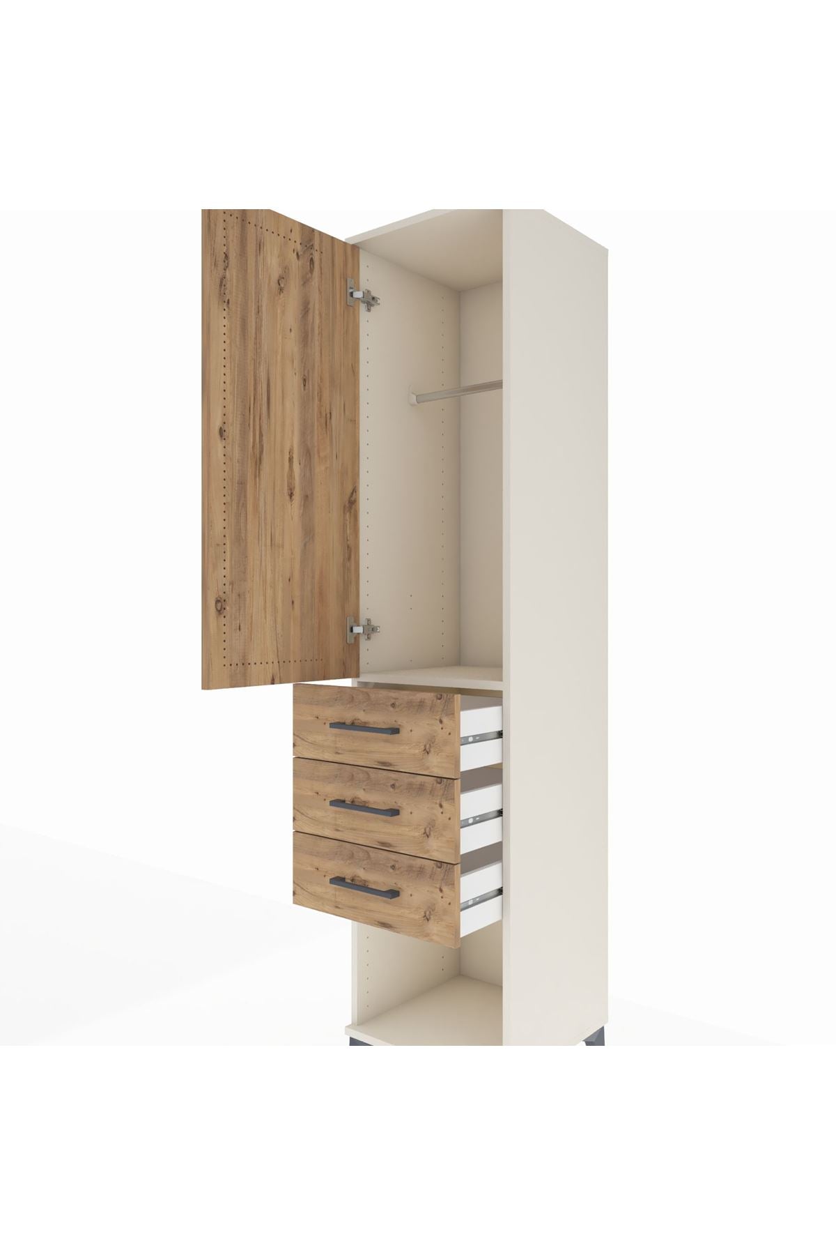 Hyperion Dolap Tek Raflı 3 Çekmeceli Tek Askılı 44x44x195 - S58M118V3B