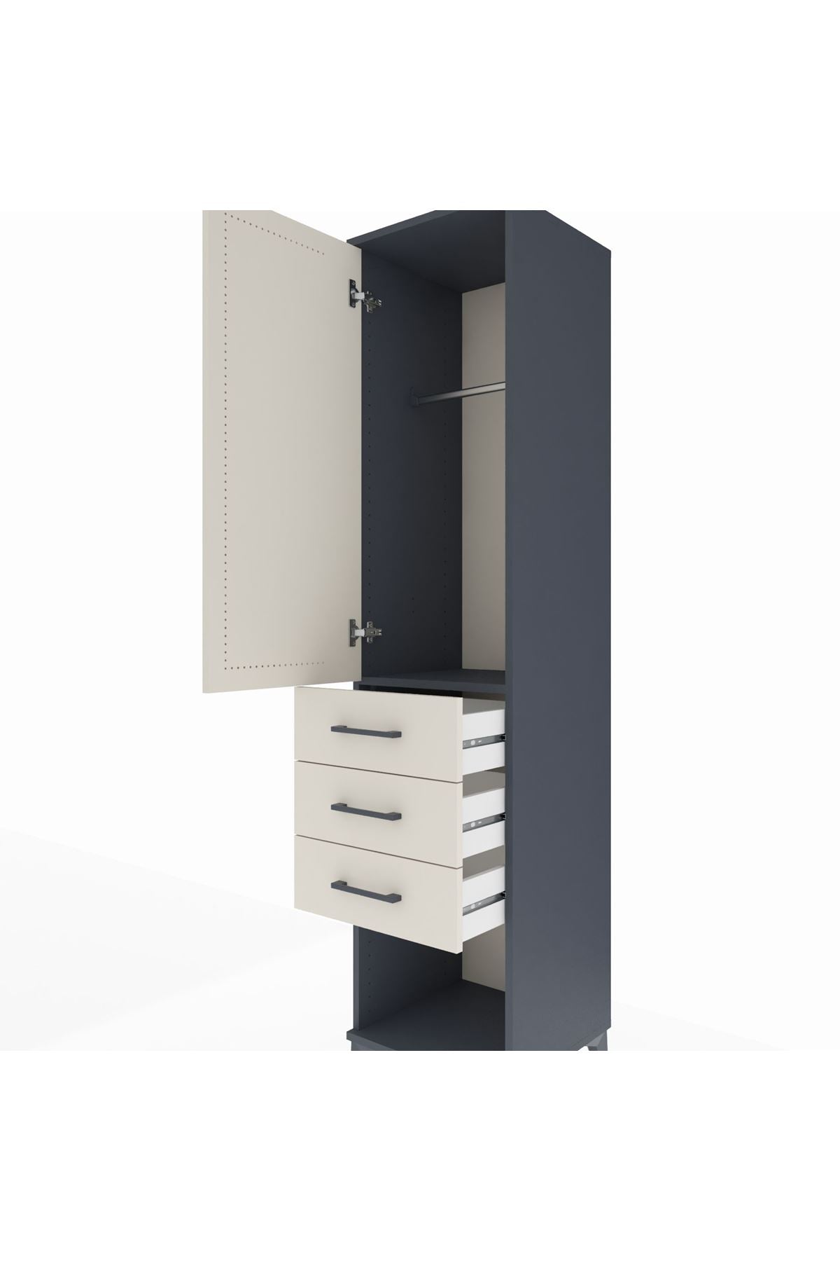 Hyperion Dolap Tek Raflı 3 Çekmeceli Tek Askılı 44x44x195 - S58M118V4B