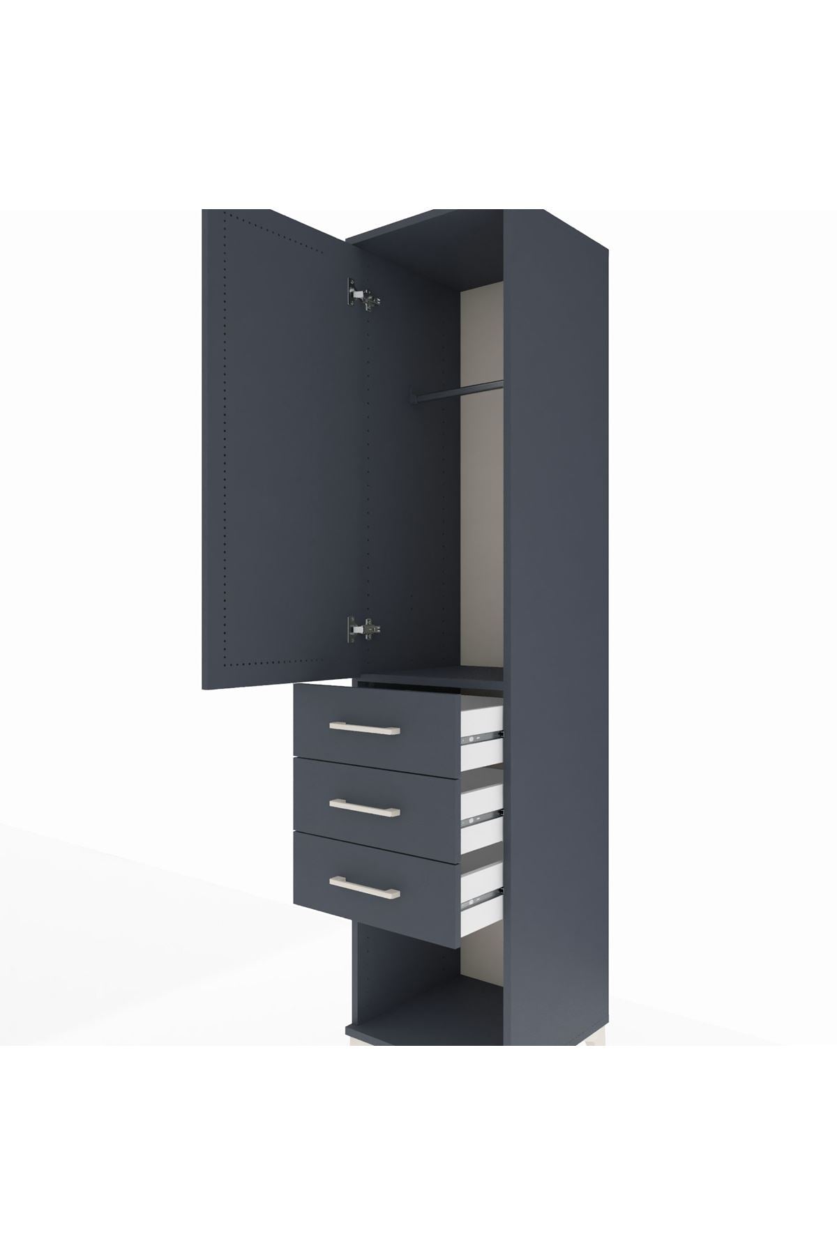 Hyperion Dolap Tek Raflı 3 Çekmeceli Tek Askılı 44x44x195 - S58M118V5B