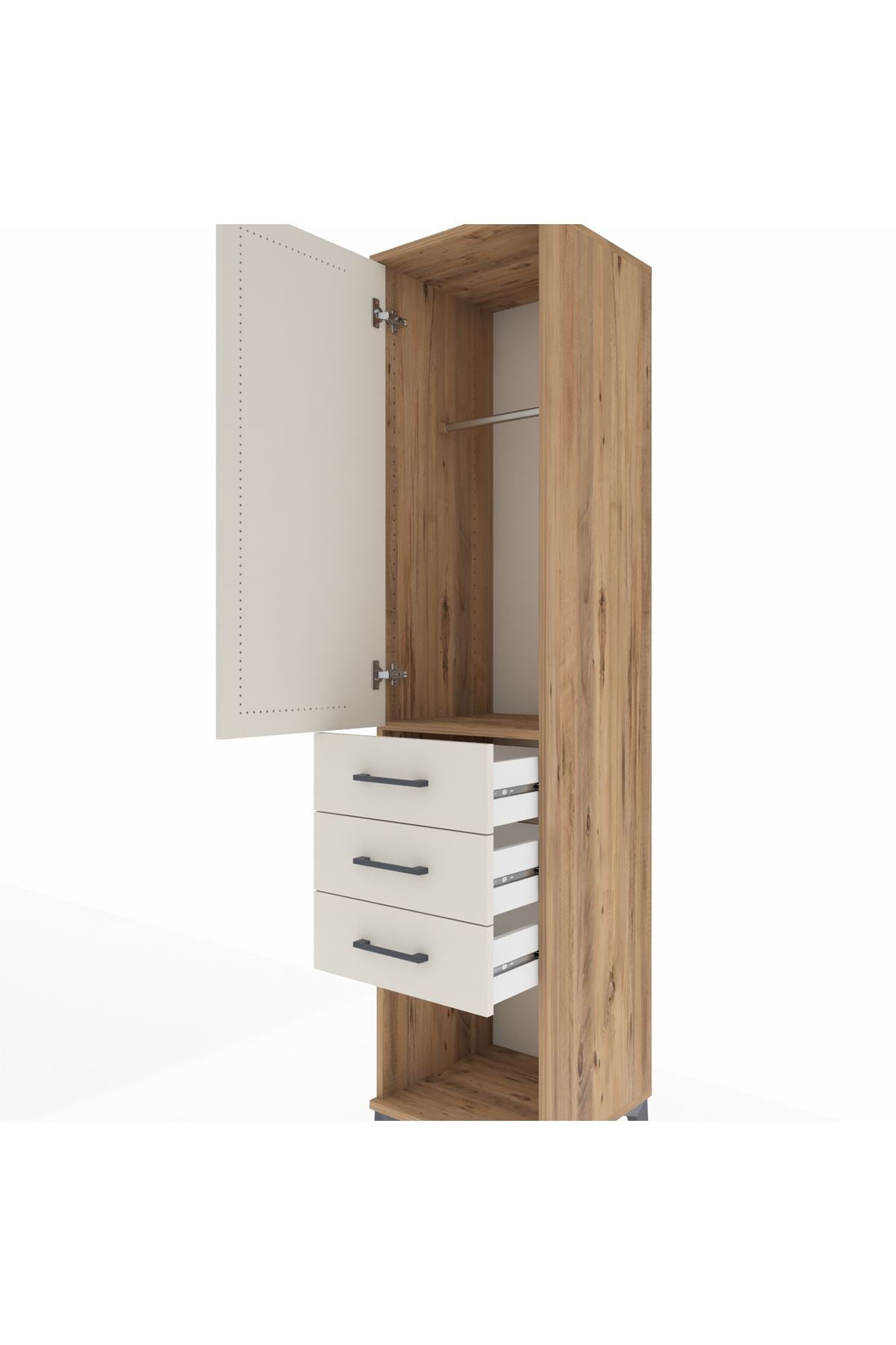 Hyperion Dolap Tek Raflı 3 Çekmeceli Tek Askılı 44x44x195 - S58M118V7B
