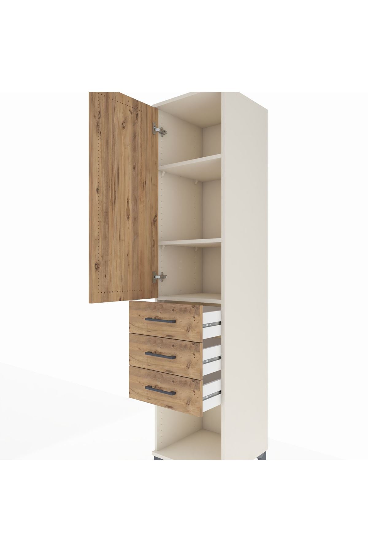 Hyperion Dolap 3 Raflı 3 Çekmeceli Tek Kapaklı 44x44x195 - S58M119V3B