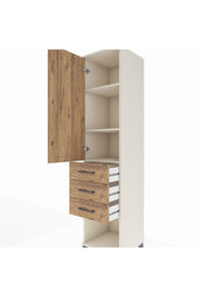 Hyperion Dolap 3 Raflı 3 Çekmeceli Tek Kapaklı 44x44x195 - S58M119V3B