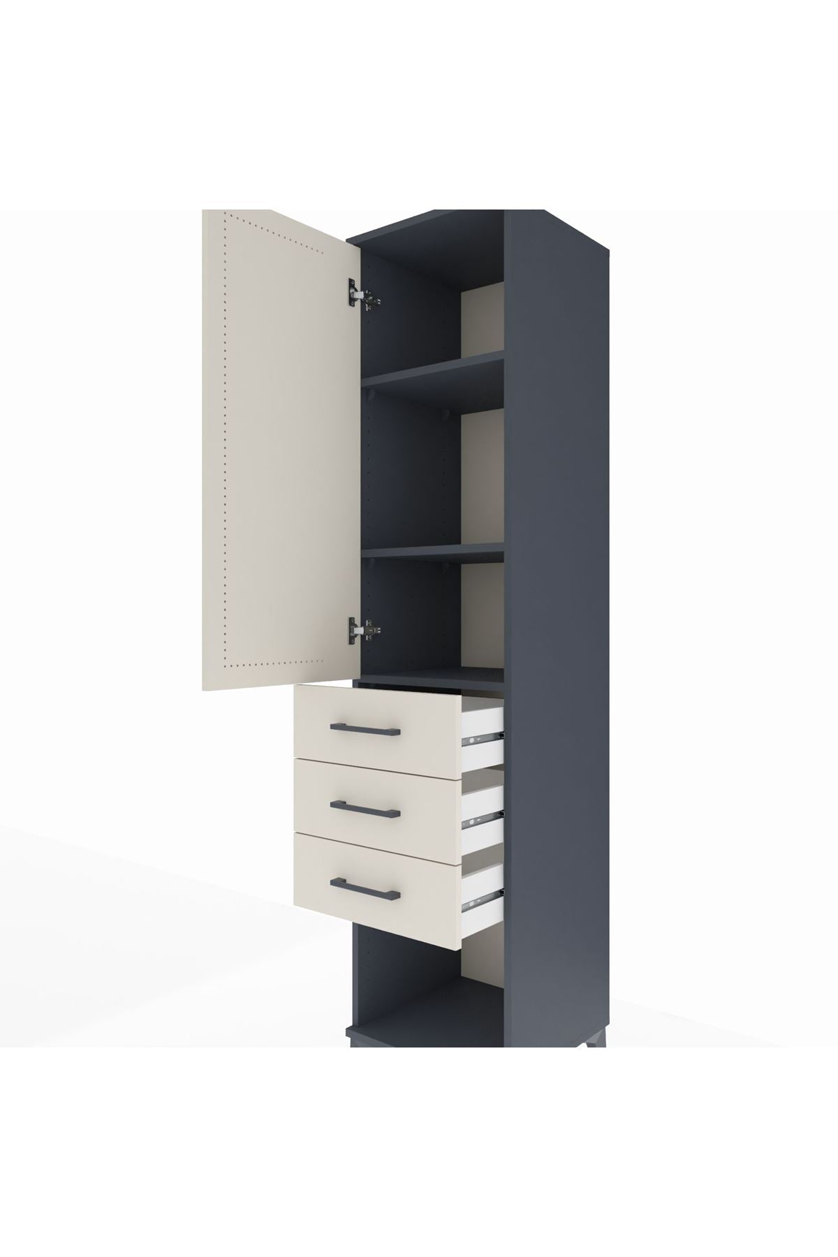 Hyperion Dolap 3 Raflı 3 Çekmeceli Tek Kapaklı 44x44x195 - S58M119V4B