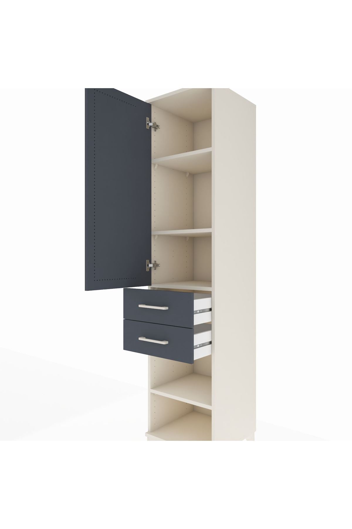 Hyperion Dolap 4 Raflı 2 Çekmeceli Tek Kapaklı 44x44x195 - S58M122V2B
