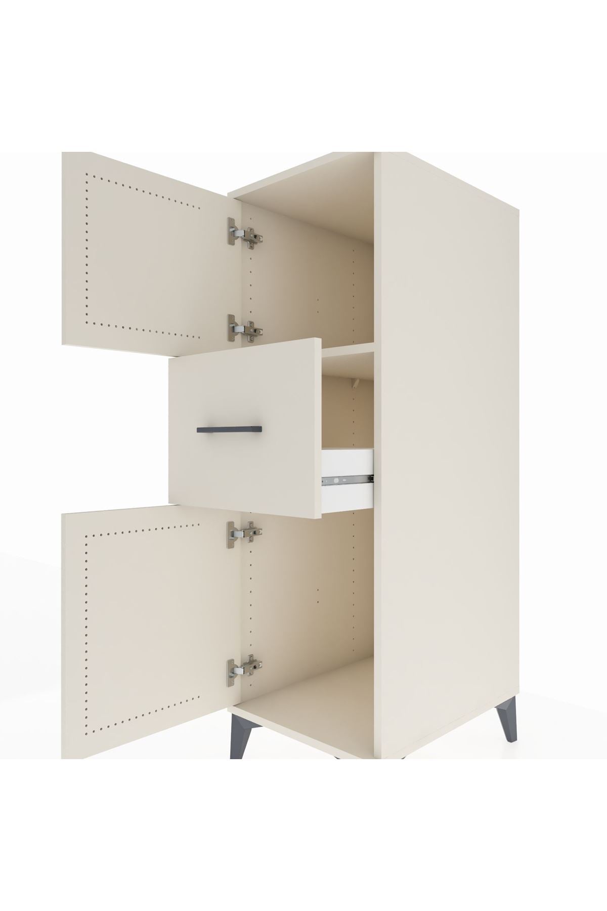 Kronos Dolap Tek Raflı Tek Çekmeceli 2 Kapaklı 44x59x134 - S82M002V1C