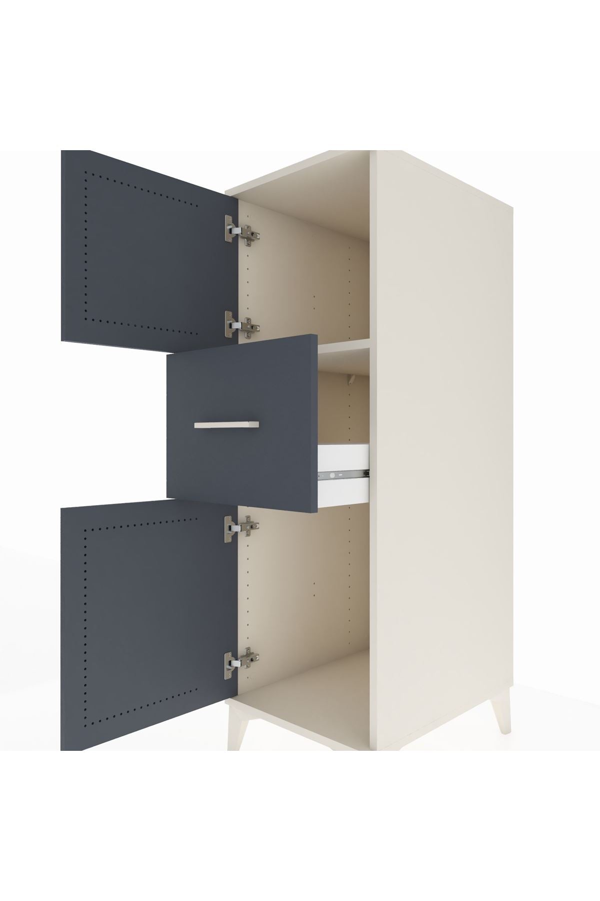 Kronos Dolap Tek Raflı Tek Çekmeceli 2 Kapaklı 44x59x134 - S82M002V2C