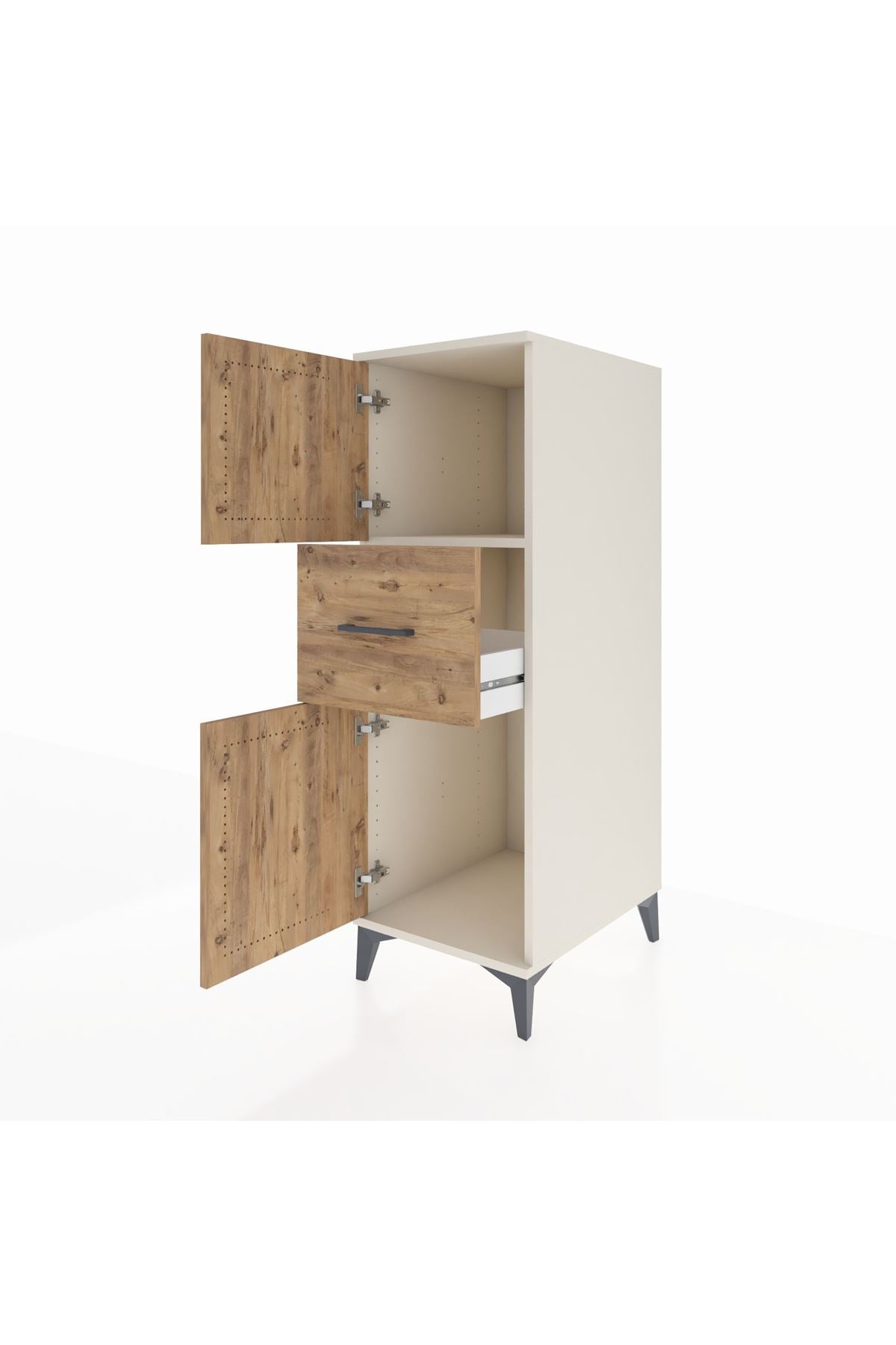 Kronos Dolap Tek Raflı Tek Çekmeceli 2 Kapaklı 44x59x134 - S82M002V3C