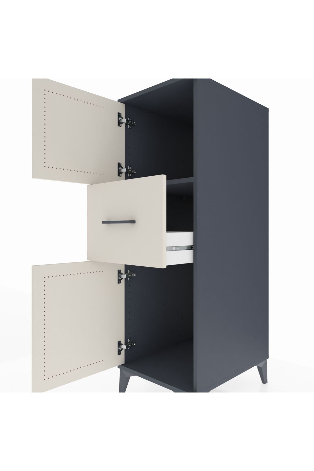 Kronos Dolap Tek Raflı Tek Çekmeceli 2 Kapaklı 44x59x134 - S82M002V4C