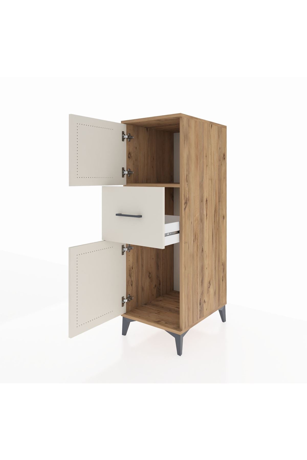 Kronos Dolap Tek Raflı Tek Çekmeceli 2 Kapaklı 44x59x134 - S82M002V7C