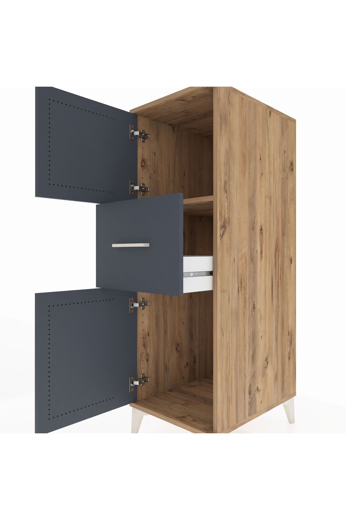 Kronos Dolap Tek Raflı Tek Çekmeceli 2 Kapaklı 44x59x134 - S82M002V8C