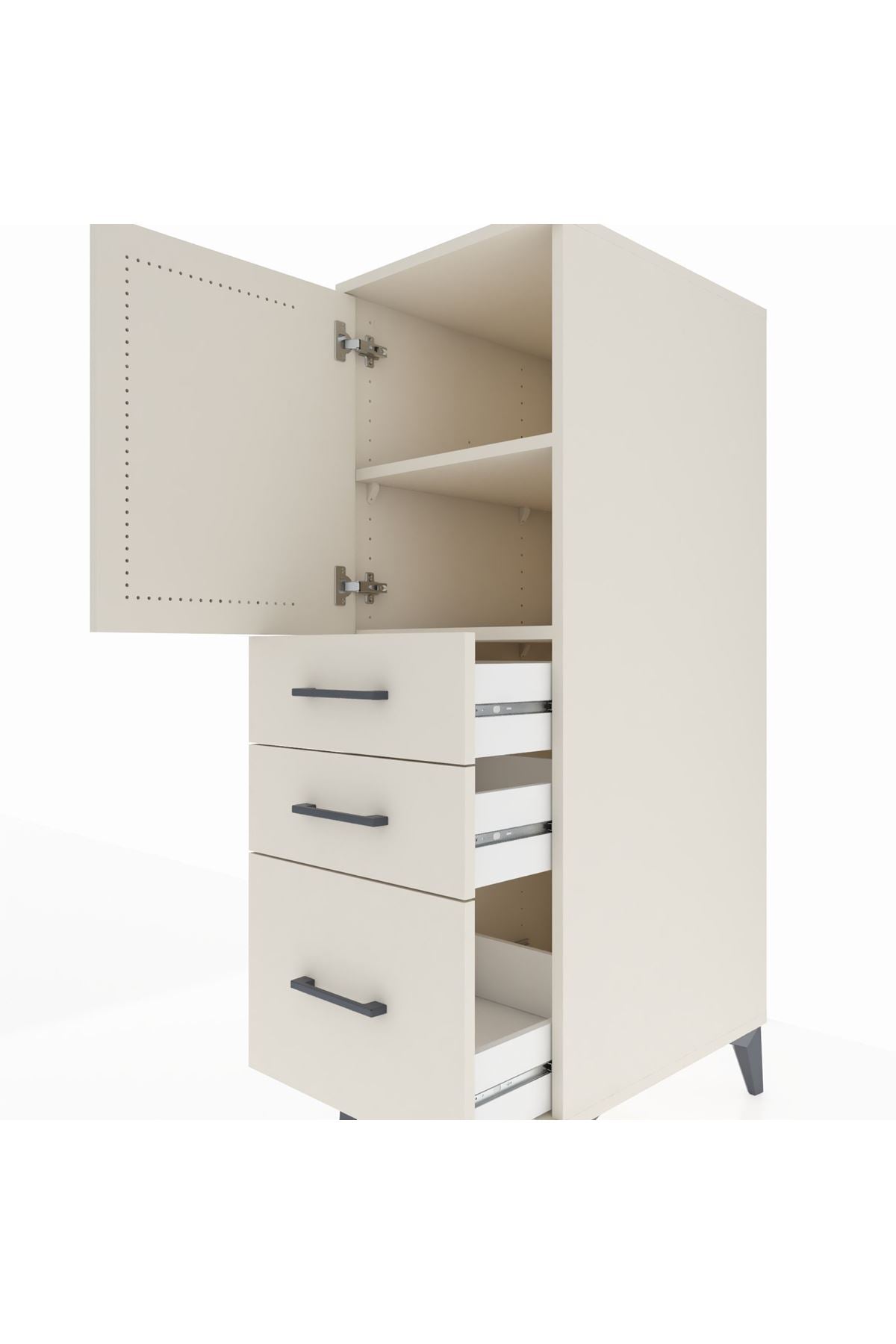 Kronos Dolap 2 Raflı 3 Çekmeceli Tek Kapaklı 44x59x134 - S82M005V1C