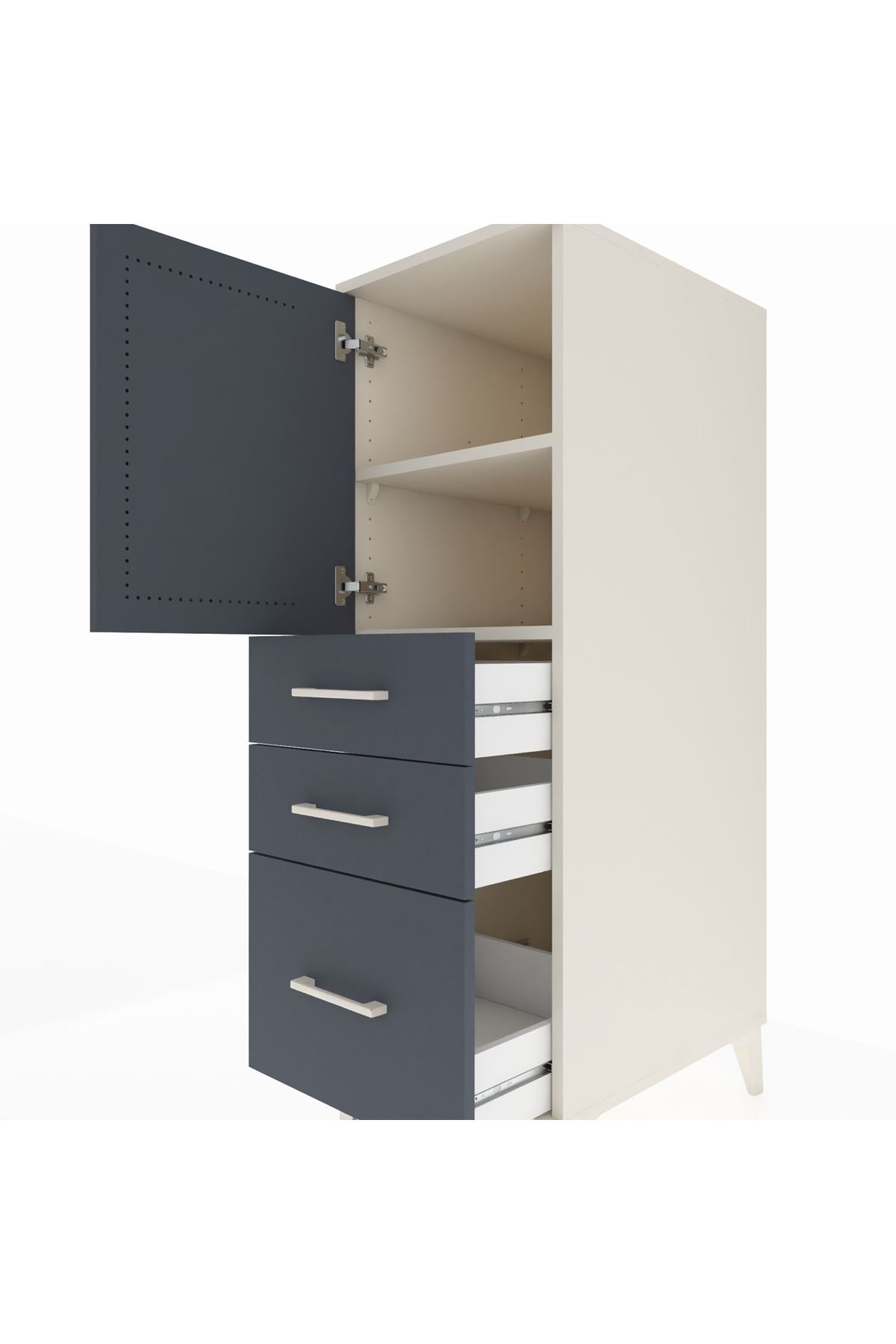 Kronos Dolap 2 Raflı 3 Çekmeceli Tek Kapaklı 44x59x134 - S82M005V2C