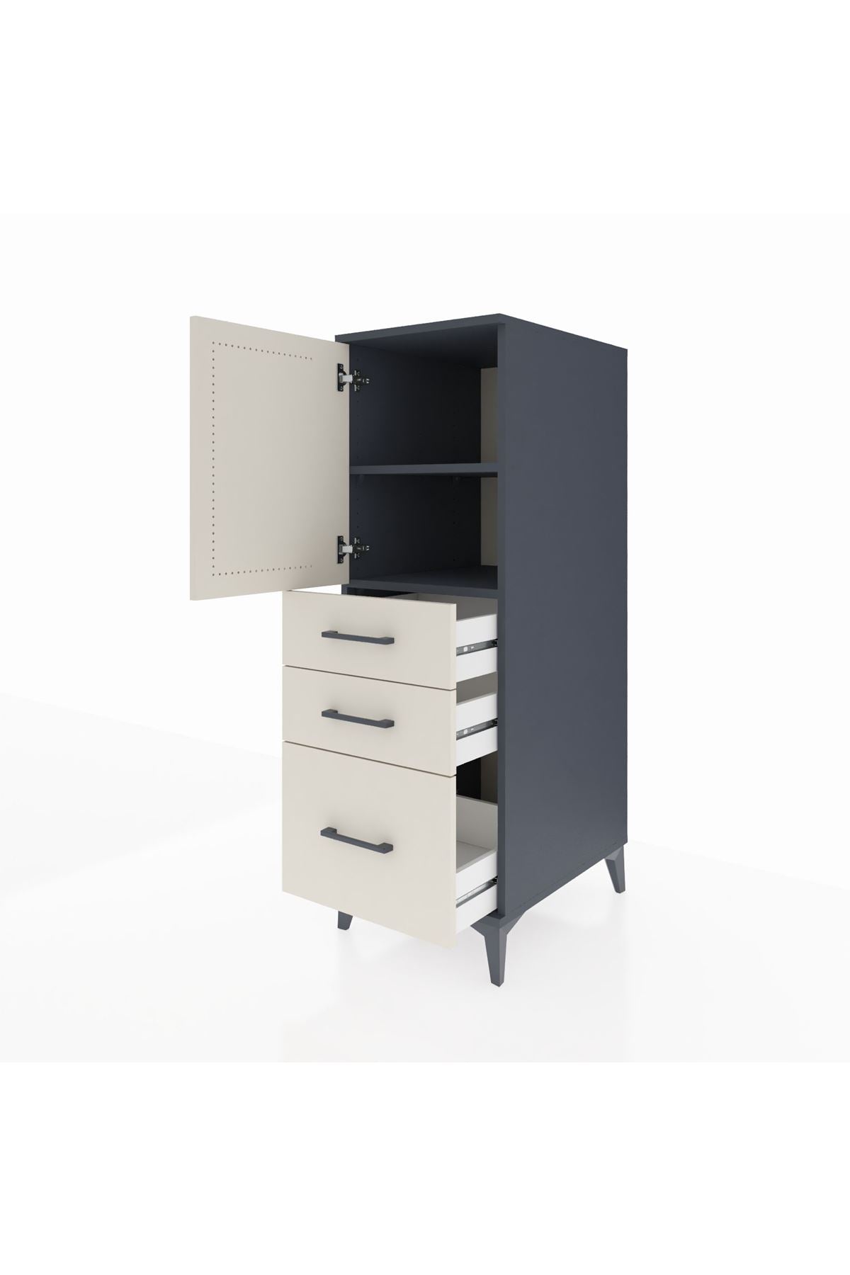 Kronos Dolap 2 Raflı 3 Çekmeceli Tek Kapaklı 44x59x134 - S82M005V4C