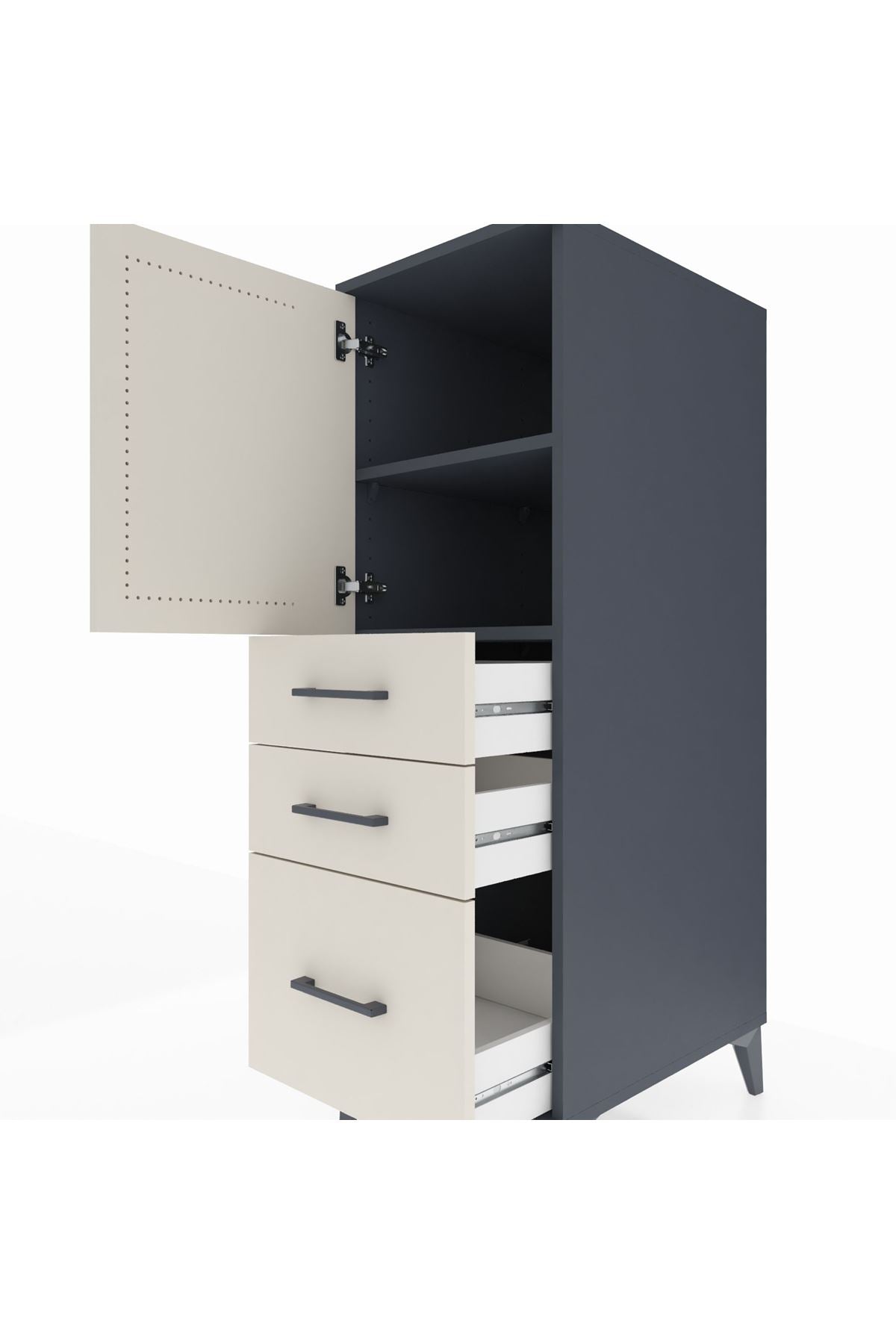 Kronos Dolap 2 Raflı 3 Çekmeceli Tek Kapaklı 44x59x134 - S82M005V4C